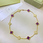 [Marin Jewelry]CLOVER 10 MOTIFS  PURPLE VIOLET DIAMOND NECKLACE