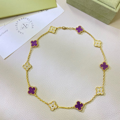 [Marin Jewelry]CLOVER 10 MOTIFS  PURPLE VIOLET DIAMOND NECKLACE