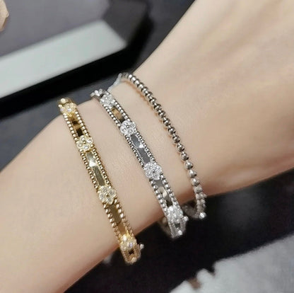 [Marin-Jewelry]CLOVER BRACELET 4MM DIAMONDS