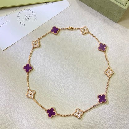 [Marin Jewelry]CLOVER 10 MOTIFS  PURPLE VIOLET DIAMOND NECKLACE