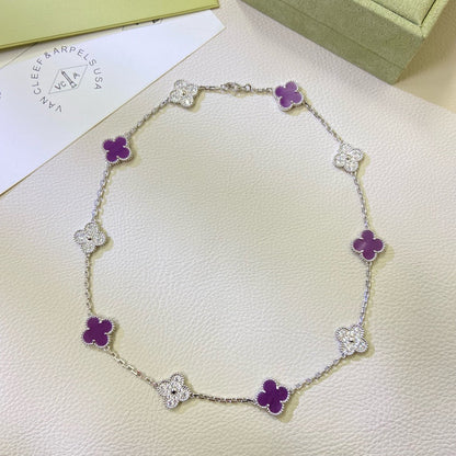 [Marin Jewelry]CLOVER 10 MOTIFS  PURPLE VIOLET DIAMOND NECKLACE