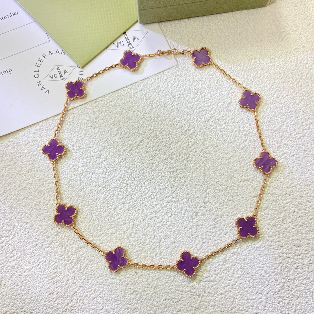 [Marin Jewelry]CLOVER 10 MOTIFS  PURPLE VIOLET  NECKLACE