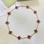 [Marin Jewelry]クローバー 10モチーフ パープルスミレ ネックレス