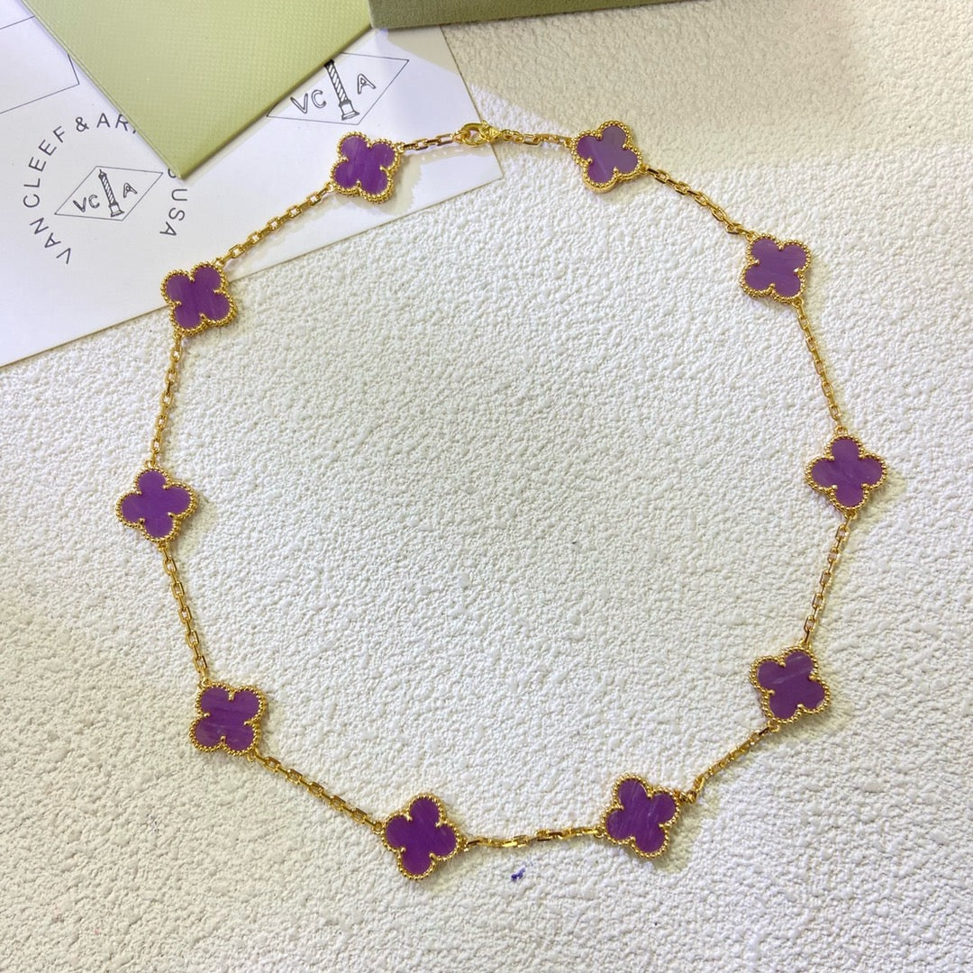 [Marin Jewelry]CLOVER 10 MOTIFS  PURPLE VIOLET  NECKLACE