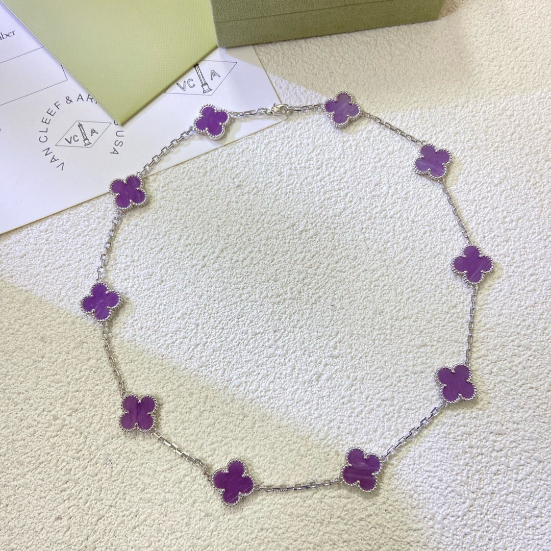 [Marin-Jewelry Jewelry]CLOVER 10 MOTIFS  PURPLE VIOLET  NECKLACE
