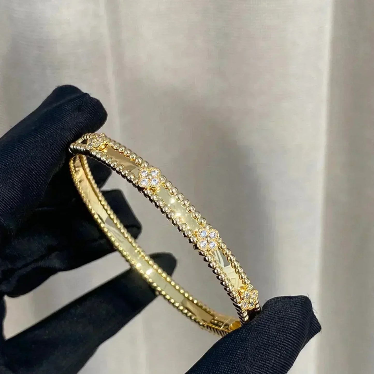 [Marin-Jewelry]CLOVER BRACELET 4MM DIAMONDS