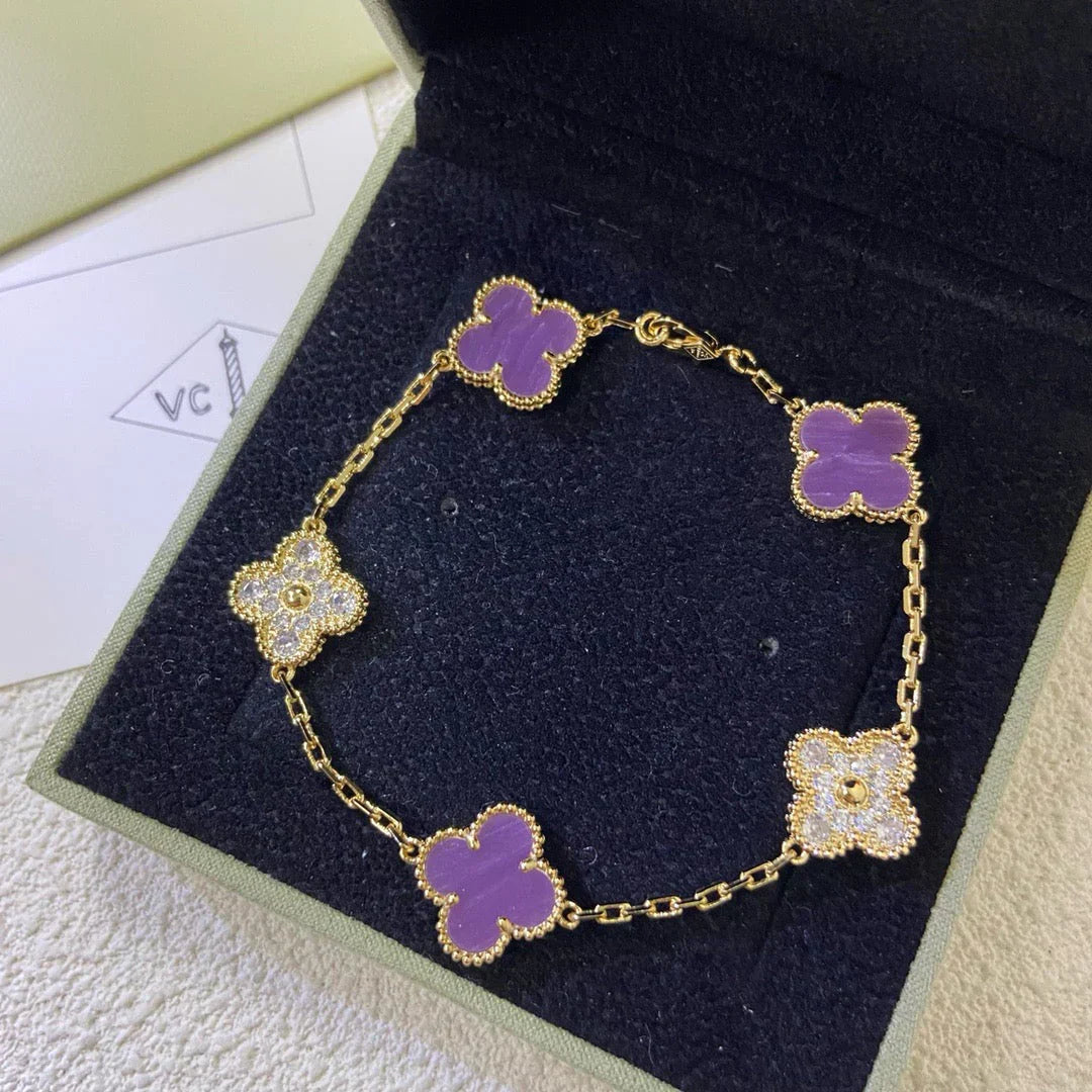 [Marin-Jewelry] CLOVER 5 MOTIF VIOLET BRACELET COLLECTION