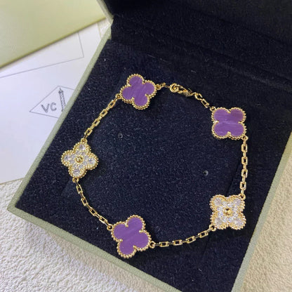 [Marin-Jewelry] CLOVER 5 MOTIF VIOLET BRACELET COLLECTION