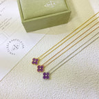 [Marin Jewelry]クローバー 15MM ダイヤモンド パープルバイオレットネックレス