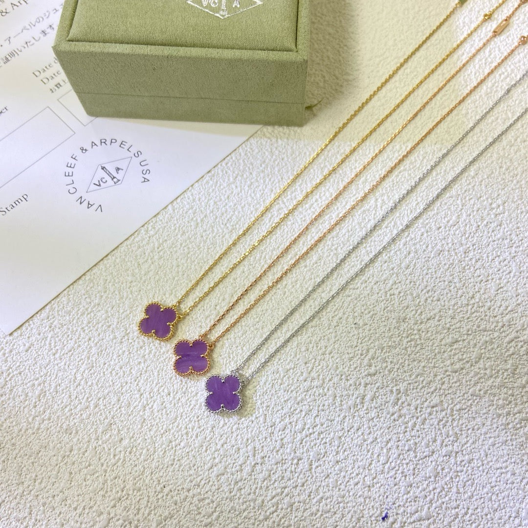 [Marin-Jewelry Jewelry]CLOVER 15MM  PURPLE VIOLET NECKLACE