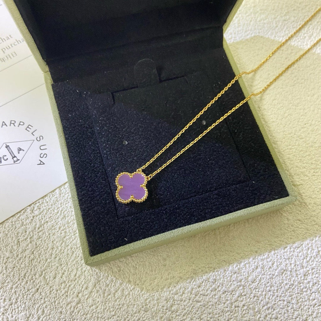 [Marin Jewelry]CLOVER 15MM  PURPLE VIOLET NECKLACE