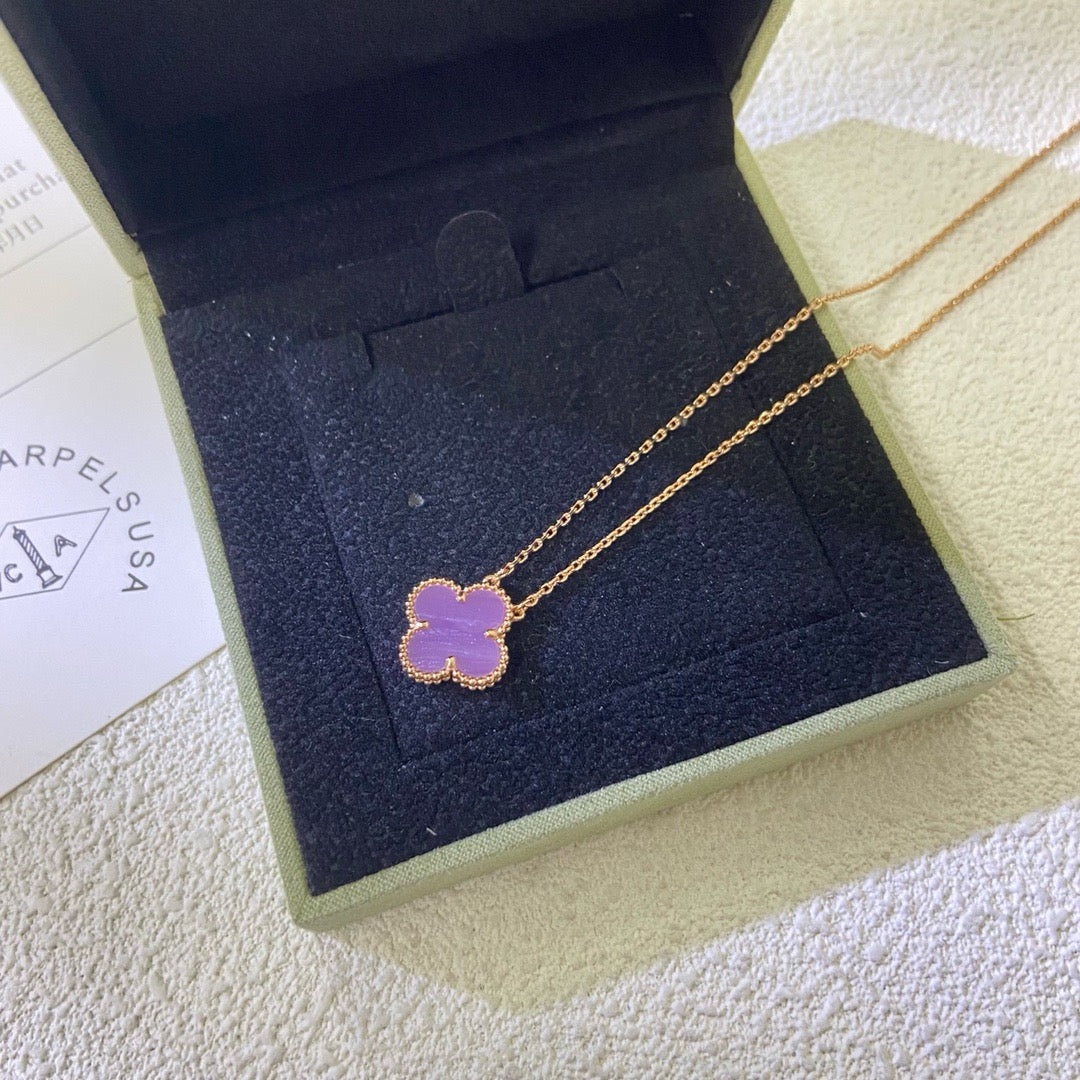 [Marin-Jewelry Jewelry]CLOVER 15MM  PURPLE VIOLET NECKLACE