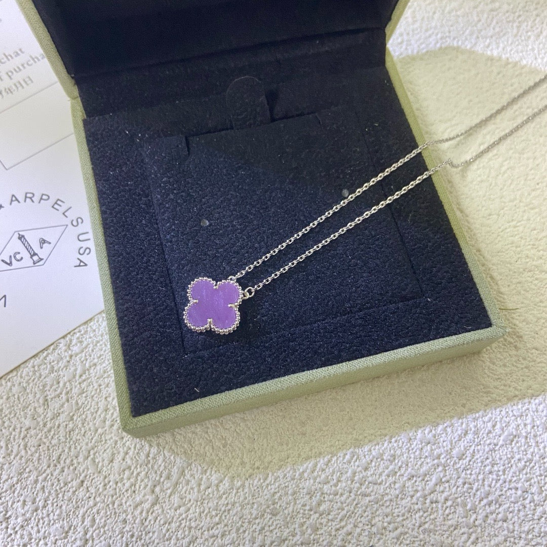 [Marin Jewelry]CLOVER 15MM  PURPLE VIOLET NECKLACE