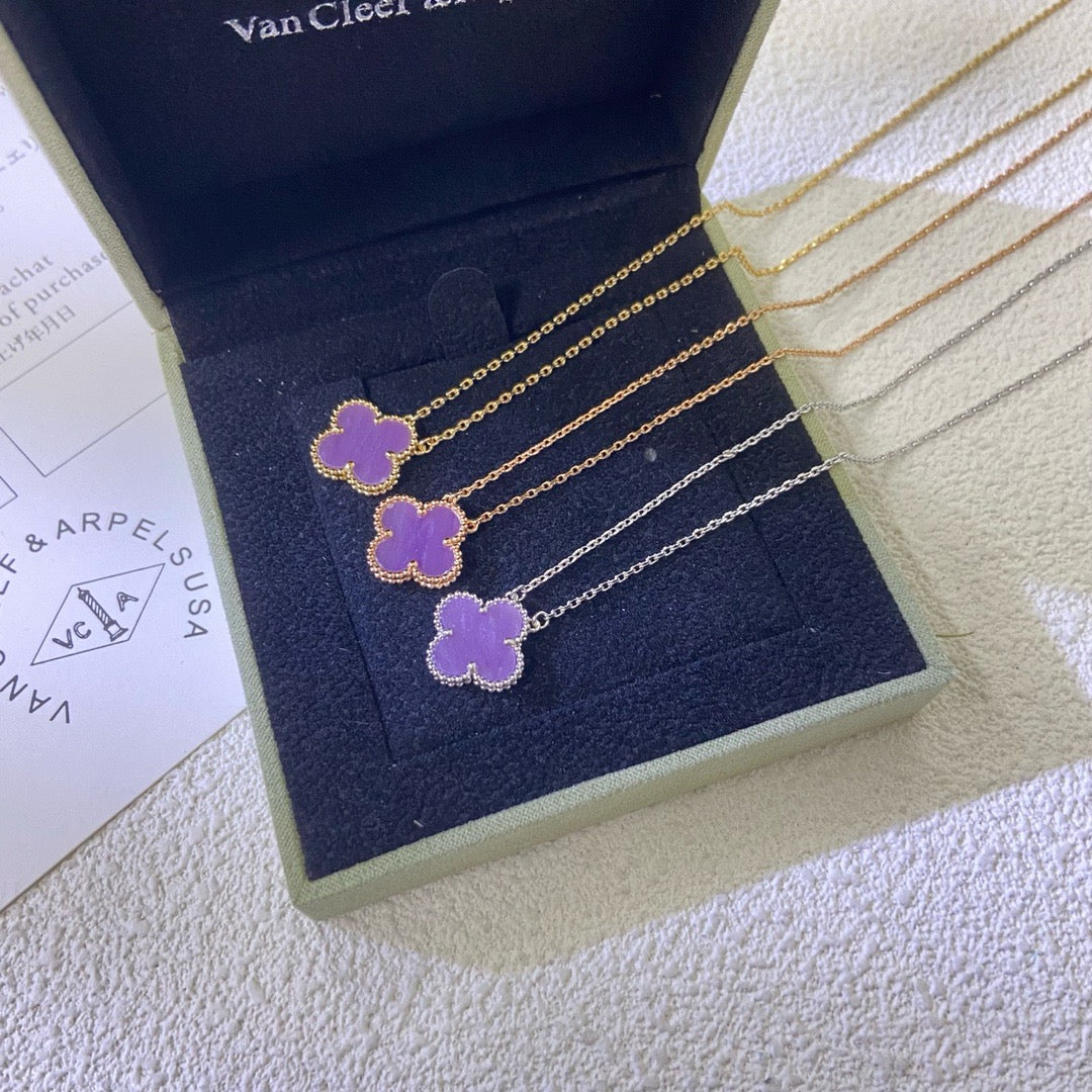 [Marin-Jewelry Jewelry]CLOVER 15MM  PURPLE VIOLET NECKLACE