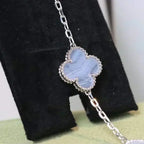 [⭐Shinejoy] CLOVER 5 MOTIF PURPLE CHALCEDONY BRACELET COLLECTION