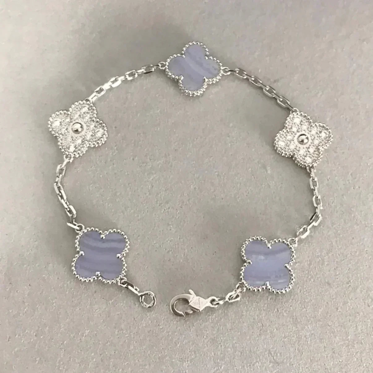[Marin-Jewelry] クローバー 5モチーフ パープルカルセドニー ブレスレット コレクション