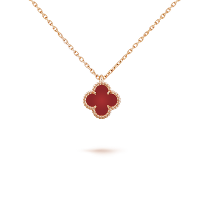 [Marin]CLOVER MINI 9.5MM WHITE CARNELIANS NECKLACE