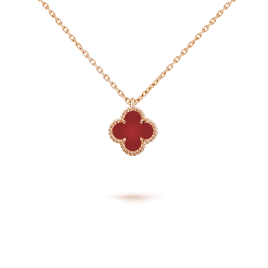 [Marin]CLOVER MINI 9.5MM WHITE CARNELIANS NECKLACE