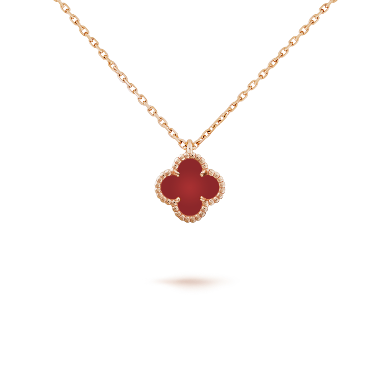 [Marin]CLOVER MINI 9.5MM WHITE CARNELIANS NECKLACE