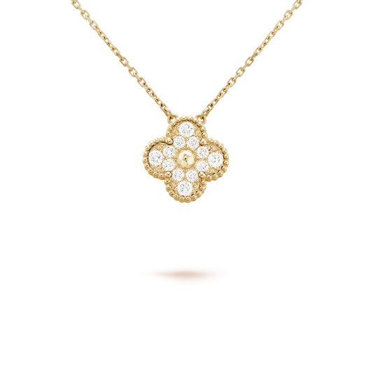 [Marin]CLOVER 15MM DIAMOND SINGLE FLOWER NECKLACE