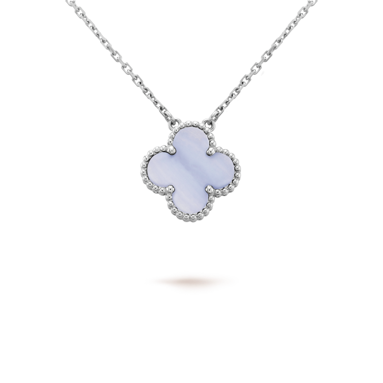 [Marin]COLLIER CLOVER 15MM CHALCEDOINE BLEUE ARGENT
