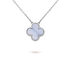 [Marin]COLLIER CLOVER 15MM CHALCEDOINE BLEUE ARGENT