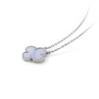 [Marin]COLLIER CLOVER 15MM CHALCEDOINE BLEUE ARGENT