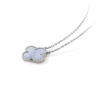 [Marin-Jewelry]CLOVER 15MM BLUE CHALCEDONY NECKLACE SILVER