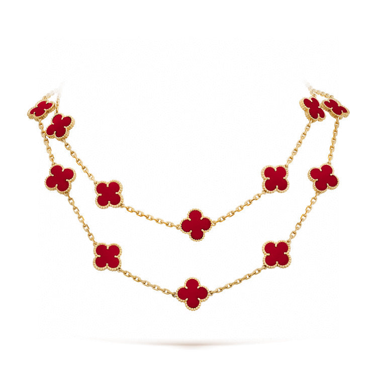 [Marin-Jewelry]CLOVER 20 MOTIFS CARNELIAN NECKLACE