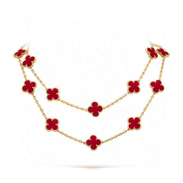 [Marin-Jewelry]CLOVER 20 MOTIFS CARNELIAN NECKLACE