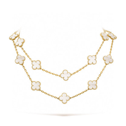 [Marin]CLOVER 20 MOTIFS WHITE MOP NECKLACE