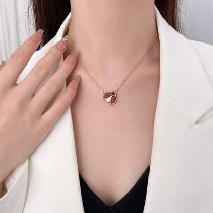 [Marin-Jewelry]LUCKY  CARNELIANS LADYBUG NECKLACE