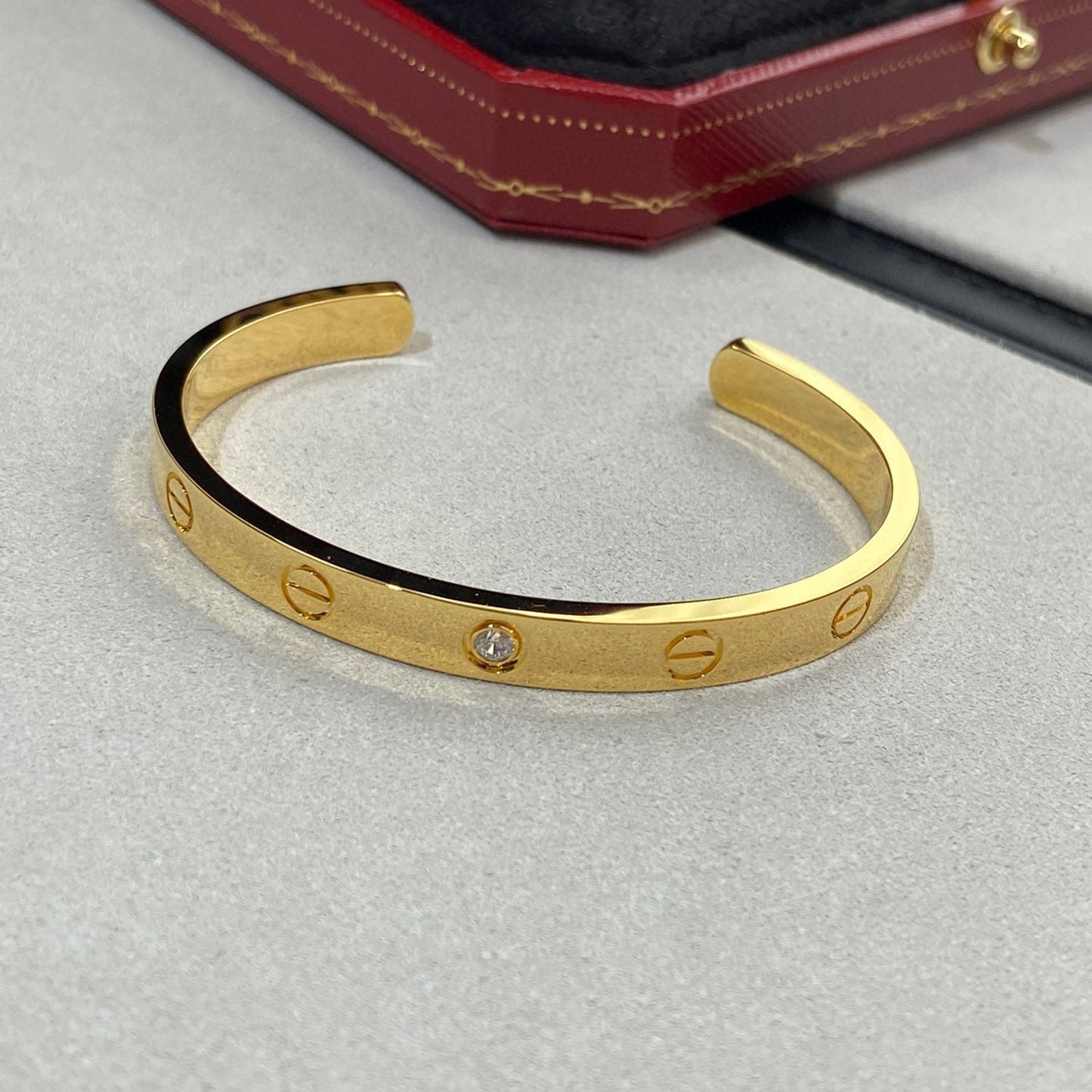 [Marin-Jewelry]LOVE BRACELET 6.1MM 1 DIAMOND OPEN CUFF