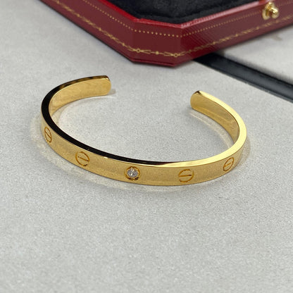 [Marin-Jewelry]LOVE BRACELET 6.1MM 1 DIAMOND OPEN CUFF