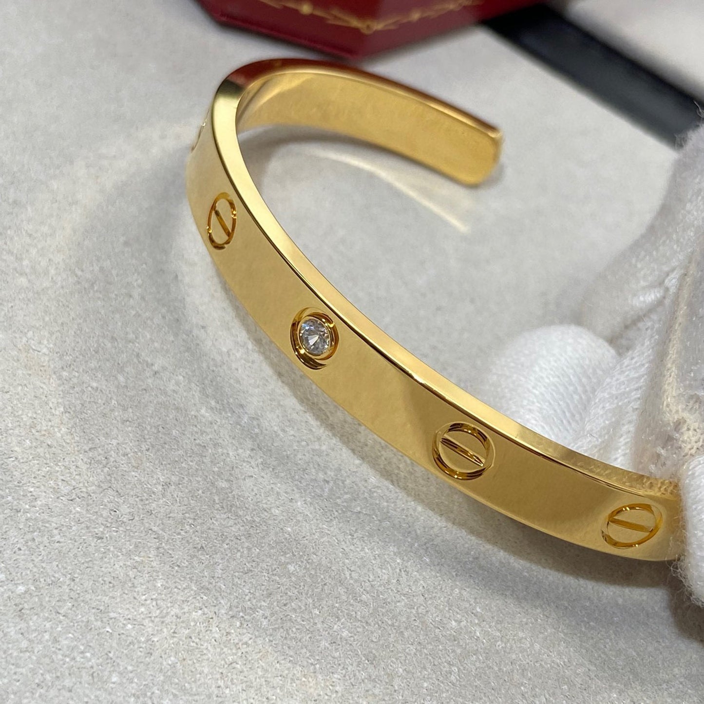 [Marin-Jewelry]LOVE BRACELET 6.1MM 1 DIAMOND OPEN CUFF