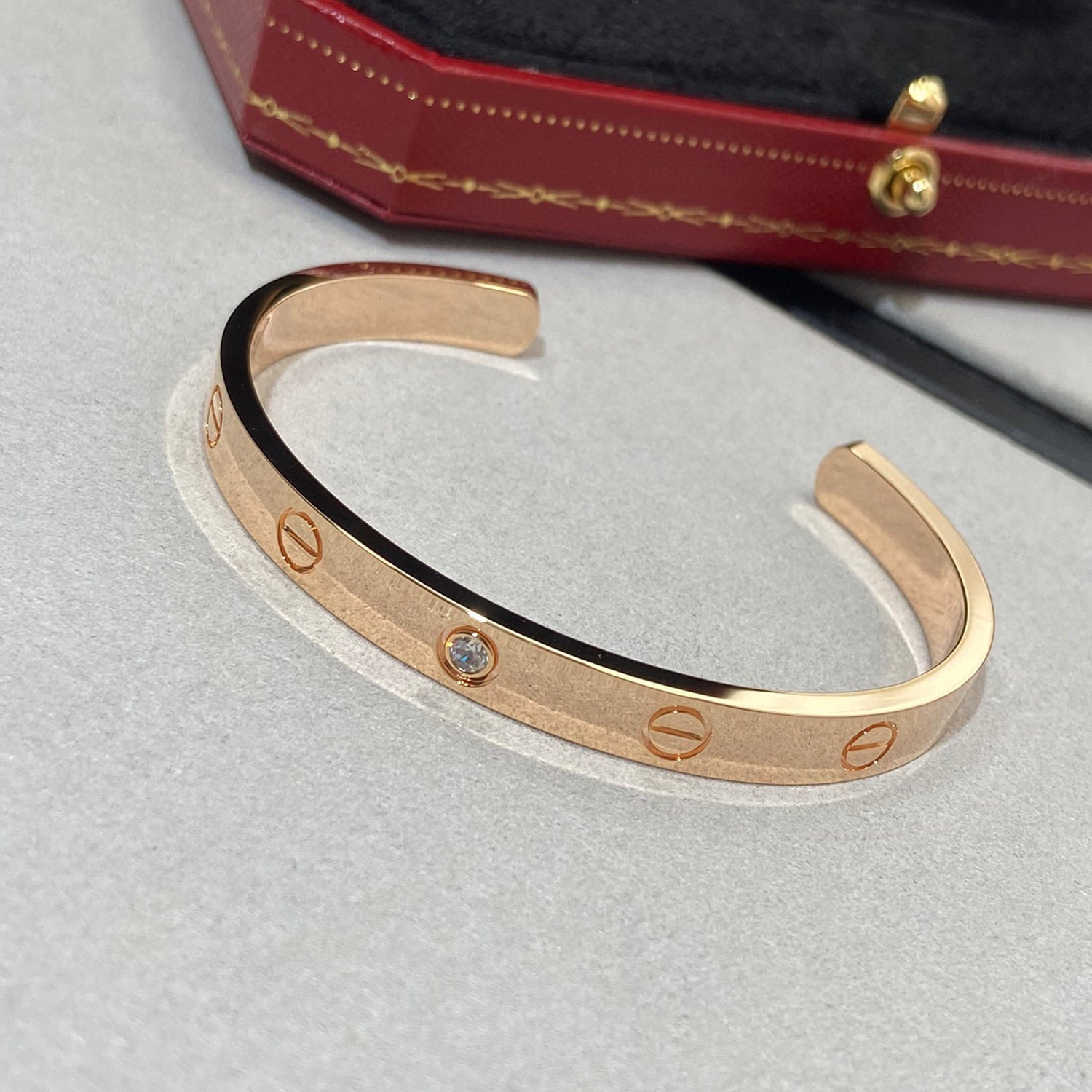 [Marin]LOVE BRACELET 6.1MM 1 DIAMOND OPEN CUFF