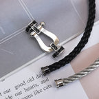 [Marin]GRAND BRACELET FER À CHEVAL EN DIAMANT NOIR EN ARGENT
