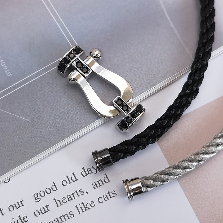 [Marin]FORCE LARGE HORSESHOE BLACK DIAMOND BRACELET SILVER