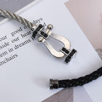 [Marin]GRAND BRACELET FER À CHEVAL EN DIAMANT NOIR EN ARGENT