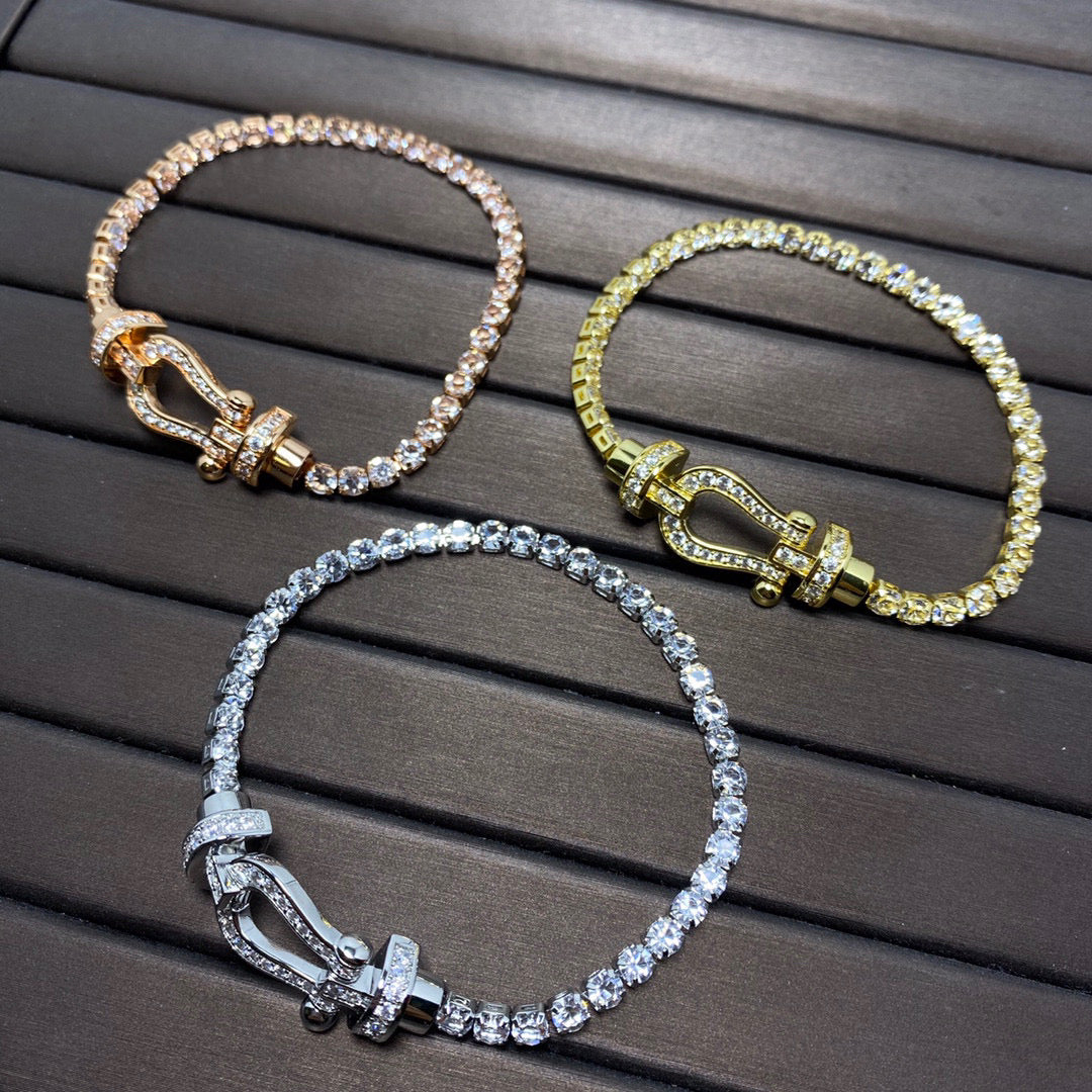 [Marin-Jewelry]FORCE  LARGE HORSESHOE FULL DIAMOND TENNIS BRACELET