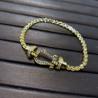 [Marin]FORCE GRAND BRACELET DE TENNIS EN FER À CHEVAL ENTIÈREMENT SERTI DE DIAMANTS