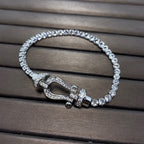[Marin]FORCE GRAND BRACELET DE TENNIS EN FER À CHEVAL ENTIÈREMENT SERTI DE DIAMANTS