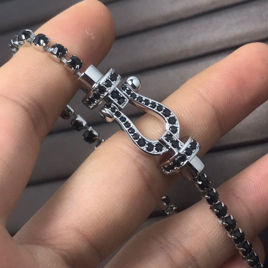[Marin]FORCE GRAND BRACELET DE TENNIS EN FER À CHEVAL ENTIÈREMENT SERTI DE DIAMANTS