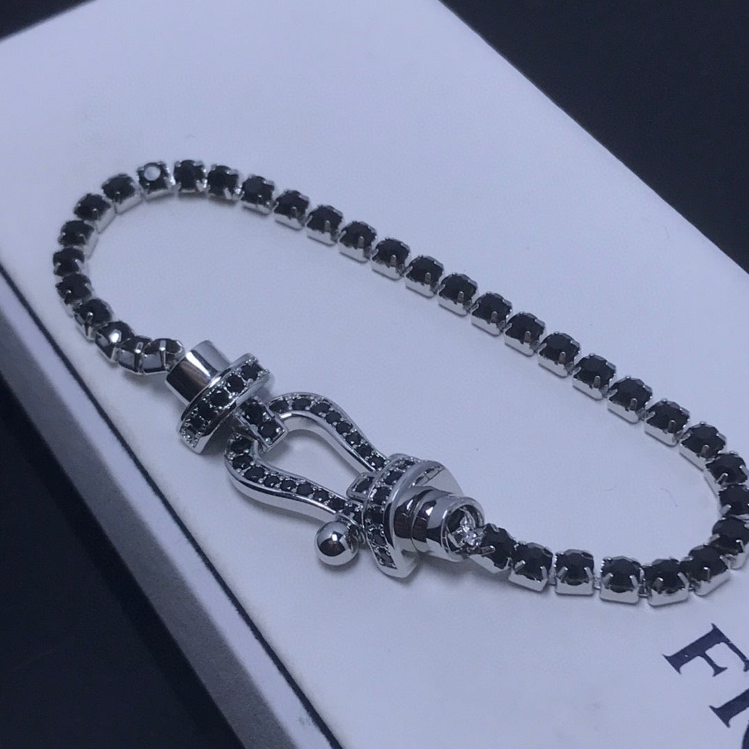 [Marin]FORCE GRAND BRACELET DE TENNIS EN FER À CHEVAL ENTIÈREMENT SERTI DE DIAMANTS