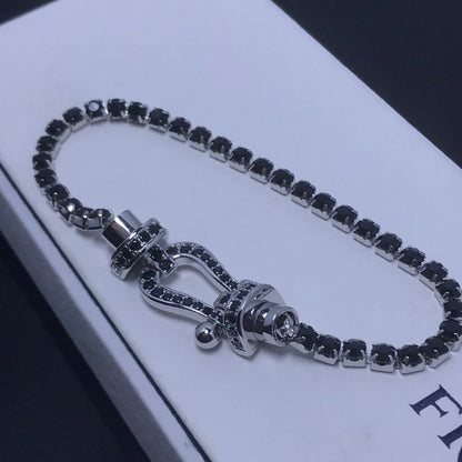 [Marin-Jewelry]FORCE  LARGE HORSESHOE FULL DIAMOND TENNIS BRACELET