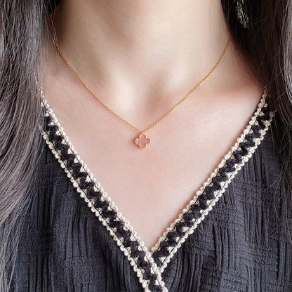 [Marin-Jewelry]CLOVER 15MM PINK MOTHER-OF-PEARL SINGLE FLOWER NECKLACE