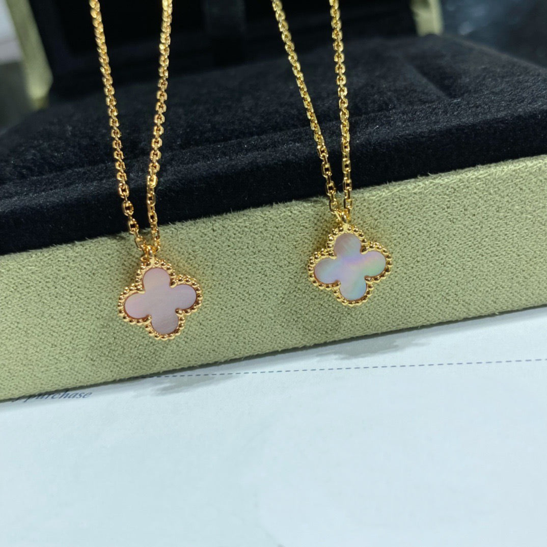 [Marin-Jewelry]CLOVER 15MM PINK MOTHER-OF-PEARL SINGLE FLOWER NECKLACE