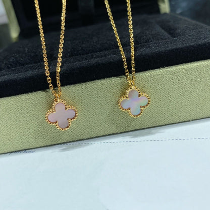 [Marin-Jewelry]CLOVER 15MM PINK MOTHER-OF-PEARL SINGLE FLOWER NECKLACE