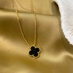 [Marin]COLLIER CLOVER 15MM FLEUR UNIQUE ONYX NOIR