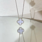 [Marin]COLLIER CLOVER 15MM CHALCEDOINE BLEUE ARGENT